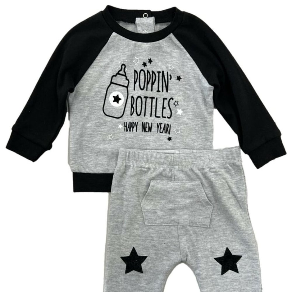 NWT| Poppin Bottles New Year Baby Boy PJ Set